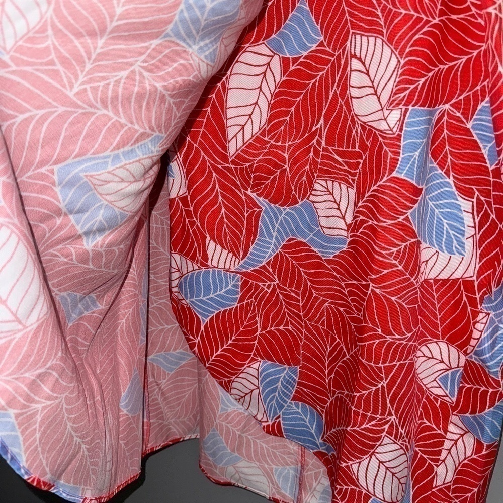 EUC UNTUCKit Wilma Coral Orange Tropical Print Wrap Midi Skirt Size Large - Picture 3 of 8